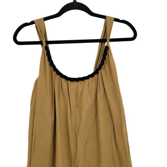 Tibi Balloon Dress 4 Camel Black Flower Applique Oversized Casual Grunge - Picture 8 of 16